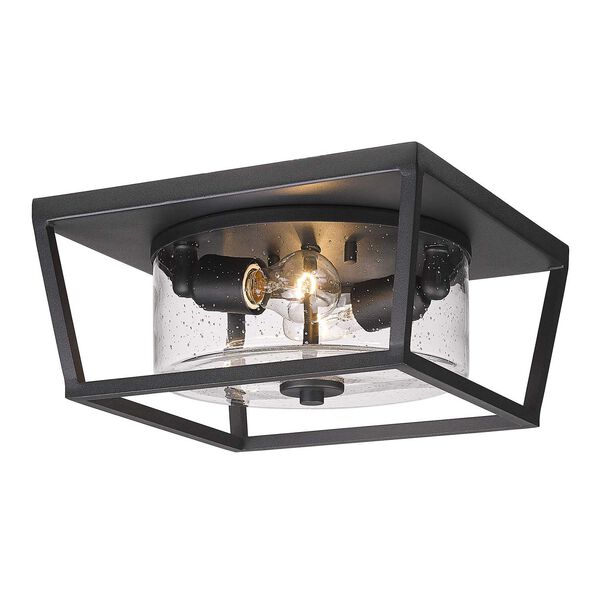 Mercer Natural Black Two-Light Outdoor Flush Mount with Seeded Glass, image 1